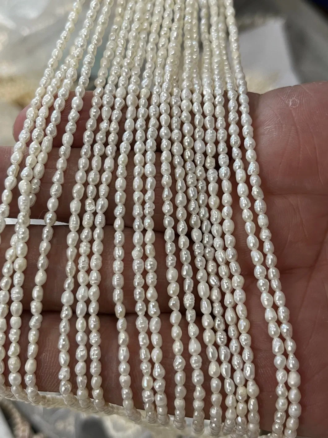 Wholesale 2-3mm White Rice Freshwater Pearl Strands Custom Fashion Jewelry Making